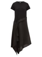 Matchesfashion.com Loewe - Asymmetric Jersey-satin T-shirt Dress - Womens - Black