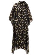 Matchesfashion.com Taller Marmo - La Boheme Pussy-bow Silk-blend Dress - Womens - Black Gold