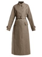 Matchesfashion.com Joseph - Zone Mini Dogtooth Belted Cotton Coat - Womens - Beige Multi