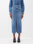 Armarium - Lula High-rise Denim Midi Skirt - Womens - Mid Blue