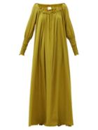 Matchesfashion.com Marta Ferri - X Pierre Frey Noel Shirred Silk-blend Dress - Womens - Green