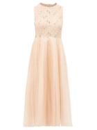 Matchesfashion.com Redvalentino - Crystal Embellished Silk Organza Dress - Womens - Light Pink