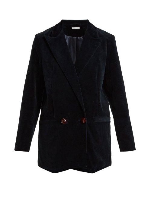Matchesfashion.com Ganni - Ridgewood Double Breasted Corduroy Blazer - Womens - Navy