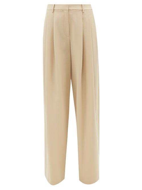 Nili Lotan - Dillon Pleated Wool-twill Trousers - Womens - Tan