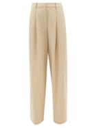 Nili Lotan - Dillon Pleated Wool-twill Trousers - Womens - Tan