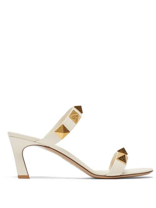 Matchesfashion.com Valentino Garavani - Upstud Point-toe Leather Sandals - Womens - Ivory
