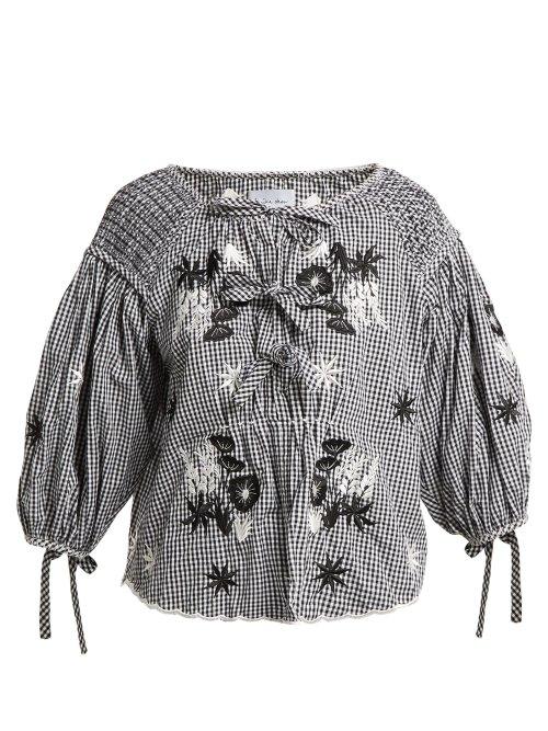 Matchesfashion.com Innika Choo - Oliver Daily Gingham Cotton Top - Womens - Black Print