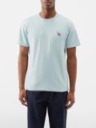 Maison Kitsun - Dressed Fox-patch Cotton-jersey T-shirt - Mens - Light Blue