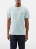 Maison Kitsun - Dressed Fox-patch Cotton-jersey T-shirt - Mens - Light Blue