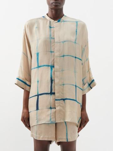 Delos - Marius Shibori-dyed Silk Shirt - Womens - Blue Print