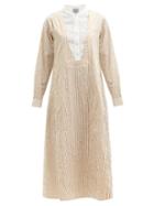 Matchesfashion.com Thierry Colson - Victoria Striped Cotton-poplin Shirt Dress - Womens - Brown White