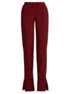 Matchesfashion.com Joseph - High Rise Tapered Leg Linen Blend Trousers - Womens - Burgundy
