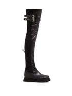 Matchesfashion.com Marques'almeida - Buckled Trek Sole Leather Thigh High Boots - Womens - Black
