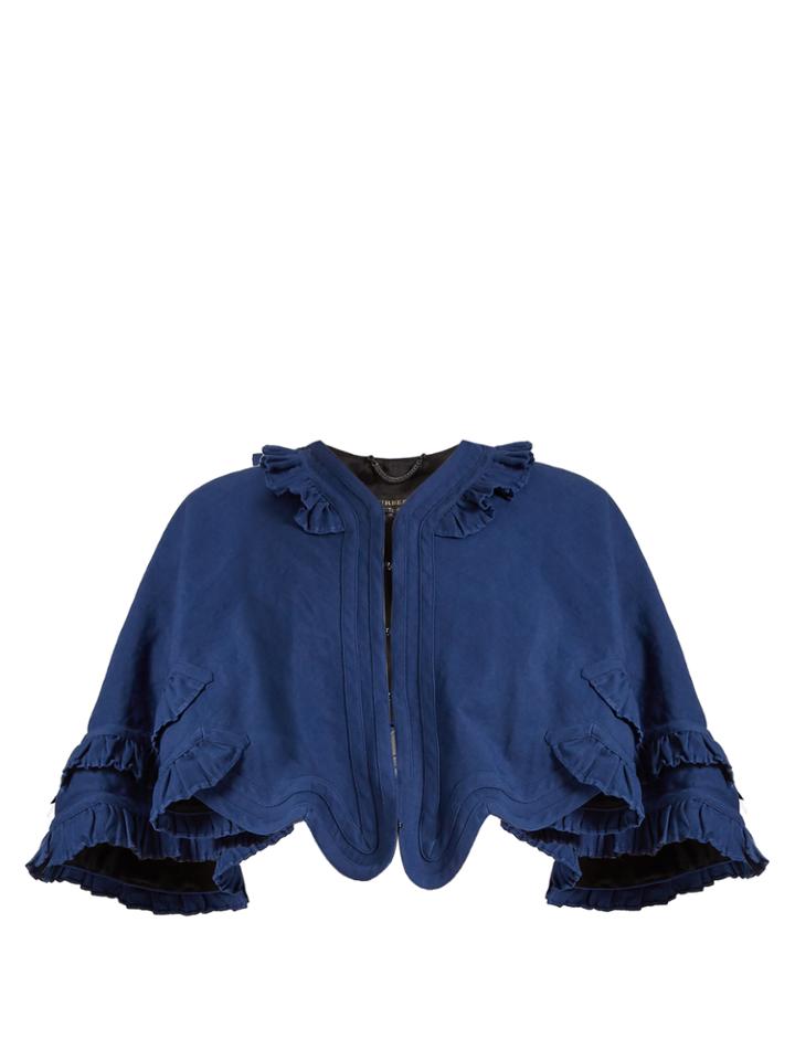 Burberry Ruffled Ramie And Cotton-blend Cape