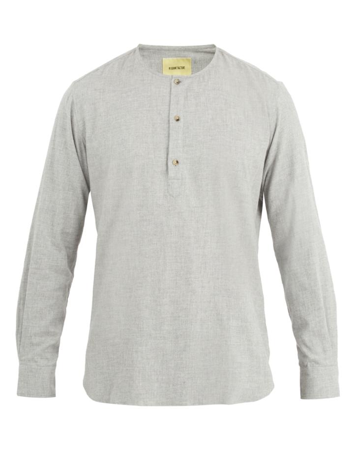 De Bonne Facture Collarless Brushed-cotton Shirt