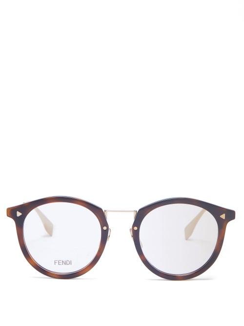 Matchesfashion.com Fendi - Round Tortoiseshell Metal Glasses - Mens - Gold Multi