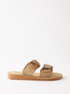 Ancient Greek Sandals - Iaso Buckled Suede Sandals - Womens - Brown