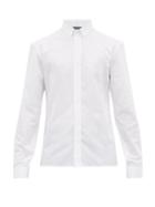 Matchesfashion.com Balmain - Embroidered Logo Roundel Cotton Poplin Shirt - Mens - White
