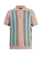 Prada Point-collar Striped-knit Wool Polo Shirt