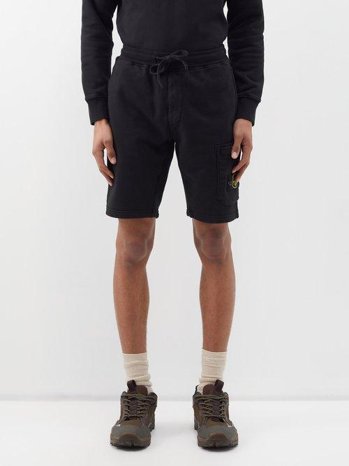 Stone Island - Logo-patch Cotton-fleece Shorts - Mens - Black