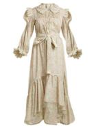 Matchesfashion.com Horror Vacui - Smocked Scallop Edged Cotton Dress - Womens - White Multi