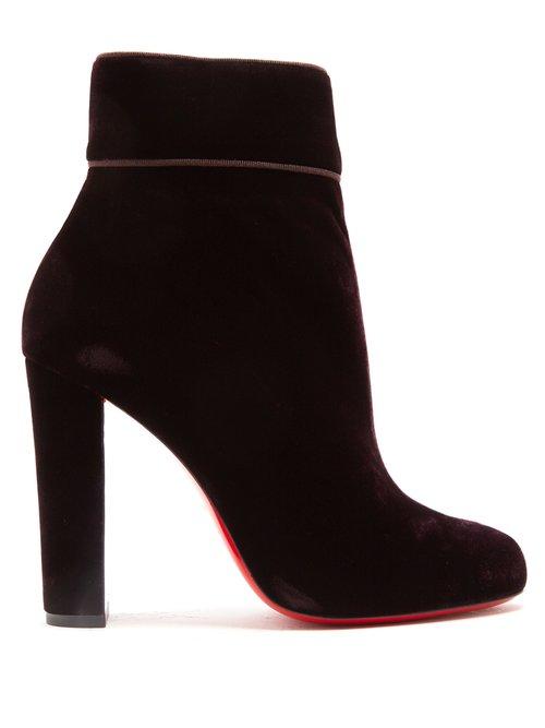 Matchesfashion.com Christian Louboutin - Moulamax 120 Velvet Boots - Womens - Dark Purple
