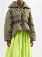 Alexander Mcqueen - Drawstring-peplum Quilted Coat - Womens - Khaki