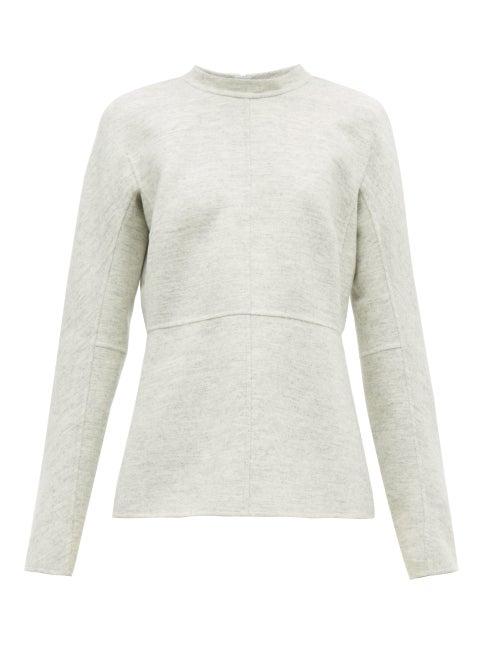 Matchesfashion.com Jil Sander - Fluted Hem Felted Wool Top - Womens - Light Grey