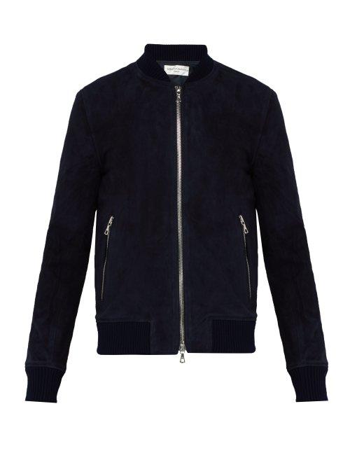 Matchesfashion.com Officine Gnrale - Todd Suede Bomber Jacket - Mens - Indigo