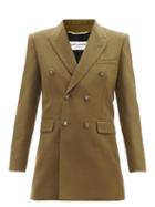 Matchesfashion.com Saint Laurent - Double-breasted Wool-gabardine Jacket - Womens - Khaki