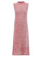 Matchesfashion.com Jil Sander - Crochet-hem Knitted Cotton-mouline Dress - Womens - Red Multi
