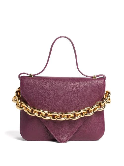 Bottega Veneta - Mount Small Grained-leather Shoulder Bag - Womens - Burgundy