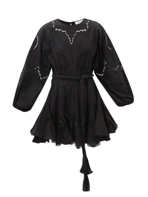 Matchesfashion.com Rhode - Ella Broderie-anglaise Cotton Dress - Womens - Black