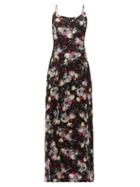 Matchesfashion.com Erdem - Aspen Clarence Floral Print Satin Slip Dress - Womens - Black Multi