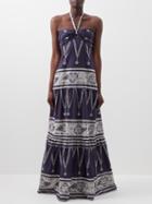 Johanna Ortiz - Orilla Del Mar Printed Cotton Maxi Dress - Womens - Navy Print