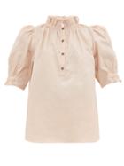 Matchesfashion.com Apiece Apart - Los Altos Ruffled Cotton Top - Womens - Light Pink