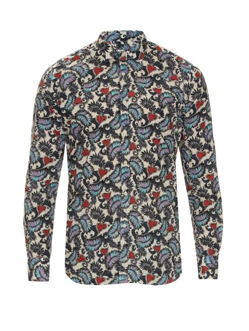 Bevilacqua David Heart And Leaf-print Cotton Shirt