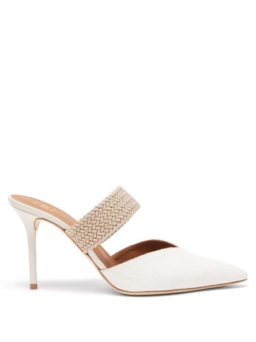 Matchesfashion.com Malone Souliers - Maisie Braided-strap Linen Mules - Womens - White