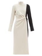Matchesfashion.com 16 Arlington - Morie Bi-colour Gathered Fluid-crepe Dress - Womens - Black Beige