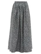 Matchesfashion.com Matteau - The Gathered Floral Print Cotton Maxi Skirt - Womens - Blue Print