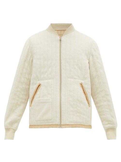 Matchesfashion.com Helmut Lang - Quilted Fleece Bomber Jacket - Mens - Beige