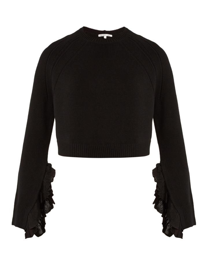 Helmut Lang Ruffle-trimmed Wool And Cashmere-blend Sweater