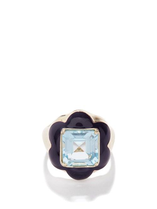 Bea Bongiasca - Give Them Flowers Topaz, 9kt Gold & Enamel Ring - Womens - Purple Multi