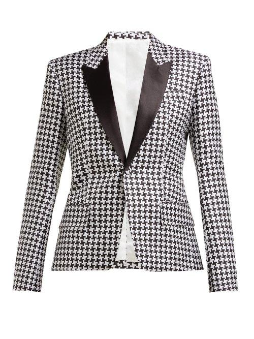 Matchesfashion.com Haider Ackermann - Houndstooth Poplin Single Breasted Blazer - Womens - Black White