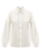 Matchesfashion.com Le Sirenuse, Positano - Tiger Balloon-sleeve Cotton-blend Poplin Shirt - Womens - White
