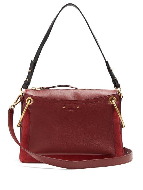 Matchesfashion.com Chlo - Roy Medium Suede And Leather Shoulder Bag - Womens - Burgundy