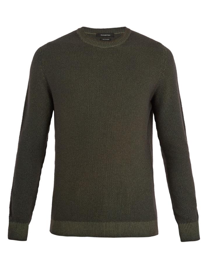 Ermenegildo Zegna Crew-neck Waffle-knit Cashmere Sweater