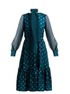 Matchesfashion.com Luisa Beccaria - Polka Dot Silk Midi Dress - Womens - Blue Multi