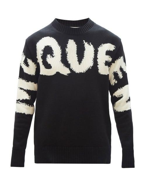 Alexander Mcqueen - Graffiti-logo Intarsia Sweater - Mens - Black White