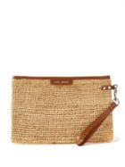 Isabel Marant - Bora Leather-trimmed Woven Raffia Pouch - Womens - Tan Multi